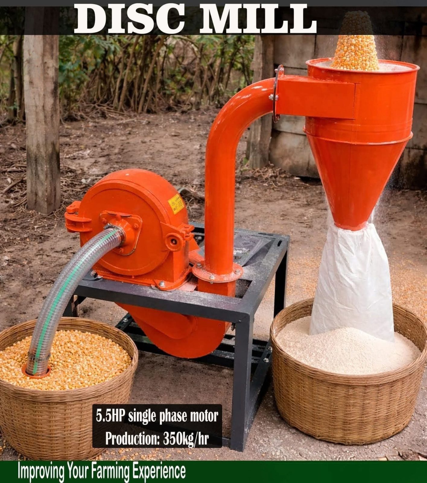 Electric 7hp self priming grain crusher