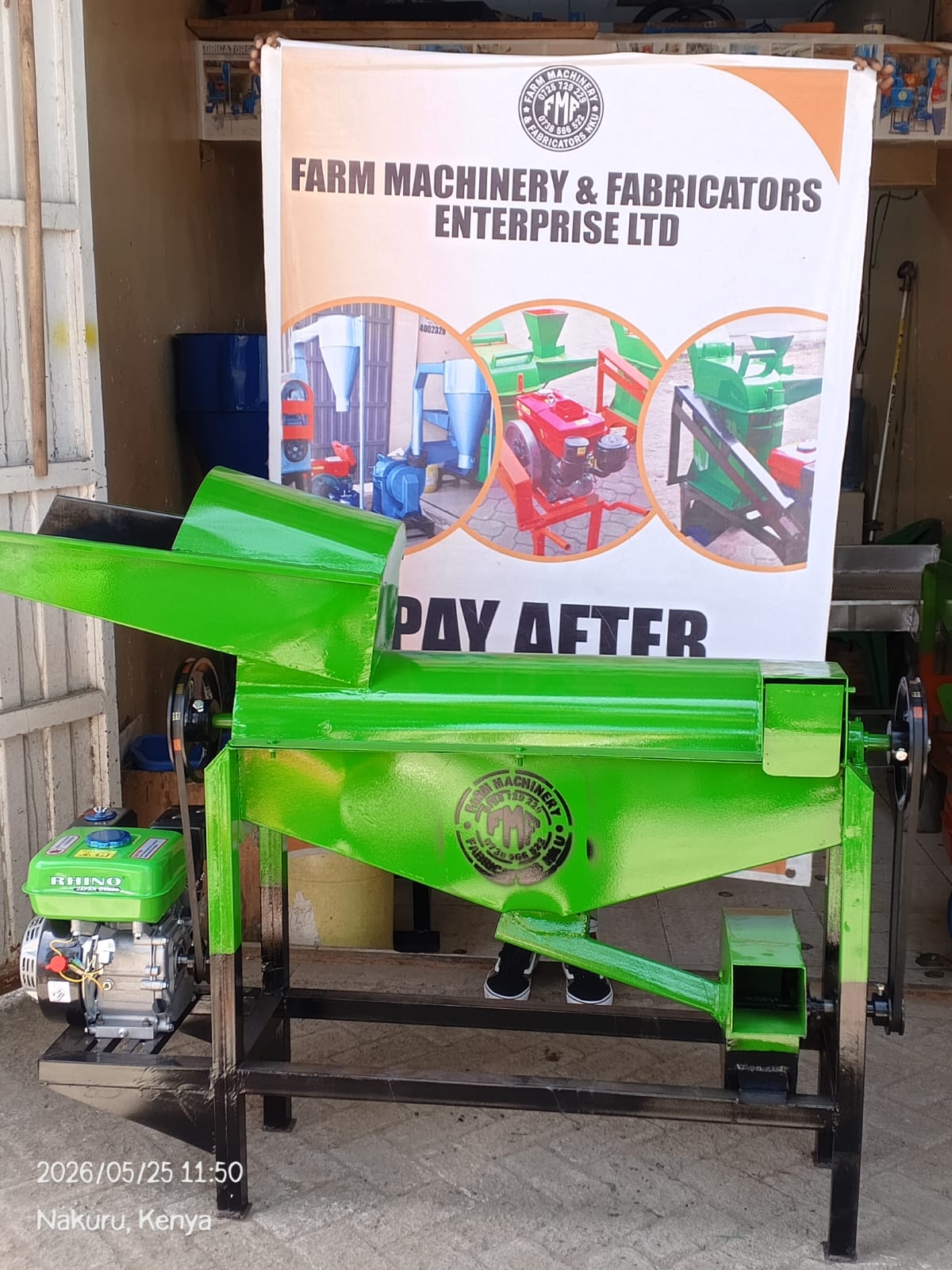 Petrol driven maize sheller machines with a fan